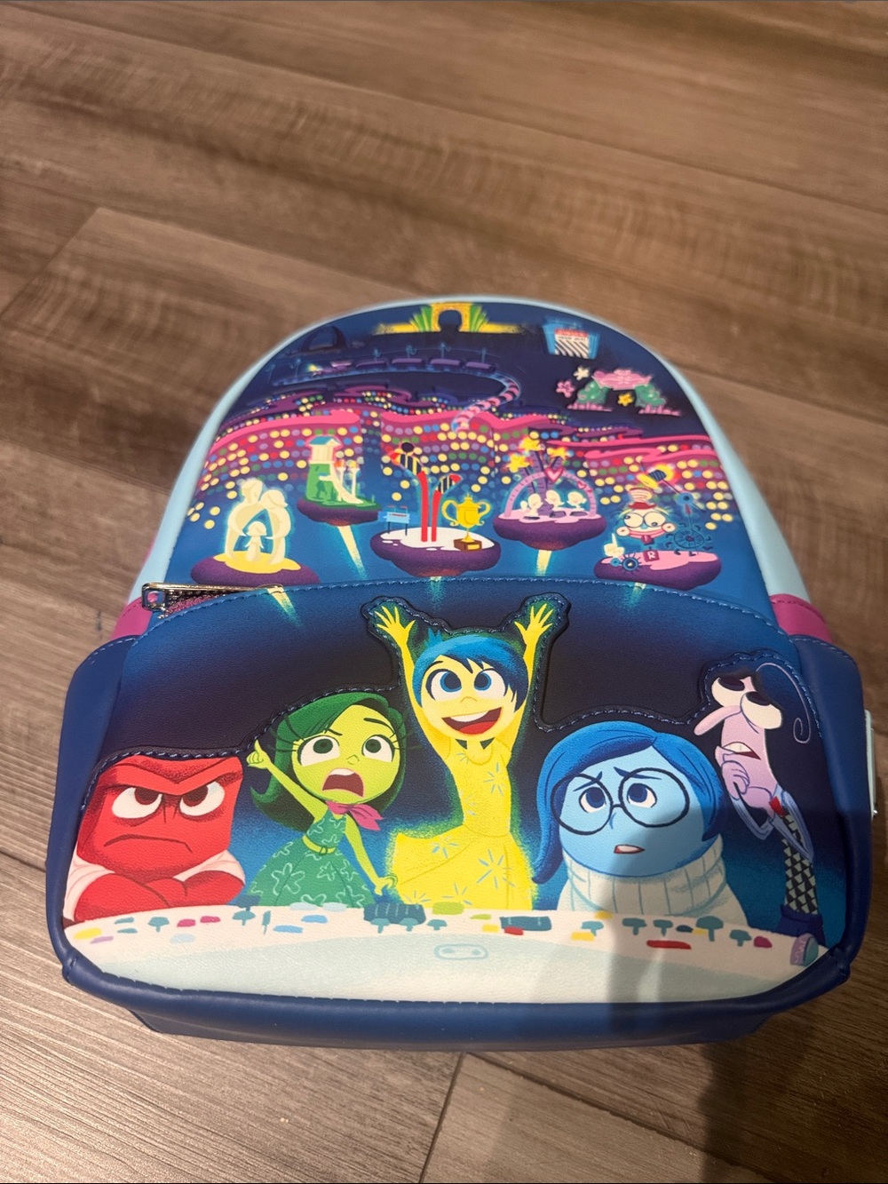 Loungefly Blue, Pink & Light Blue Inside Out Mini Backpack